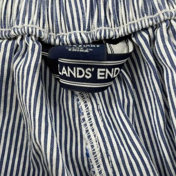 Lands' End Pants Women's Sz 10 Blue White Striped High-Rise Straight Leg Stretch - Picture 8 of 11
